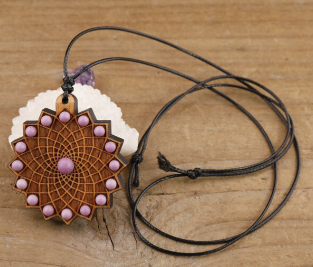 Sacred Geometry Wooden and Crystal Necklace Assorted