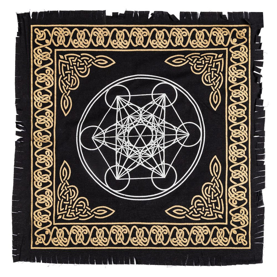 ALTAR CLOTH - Sacred Geometry Black Gold 60cm x 60cm