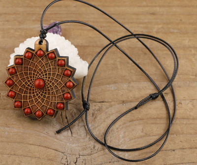 Sacred Geometry Wooden and Crystal Necklace Assorted