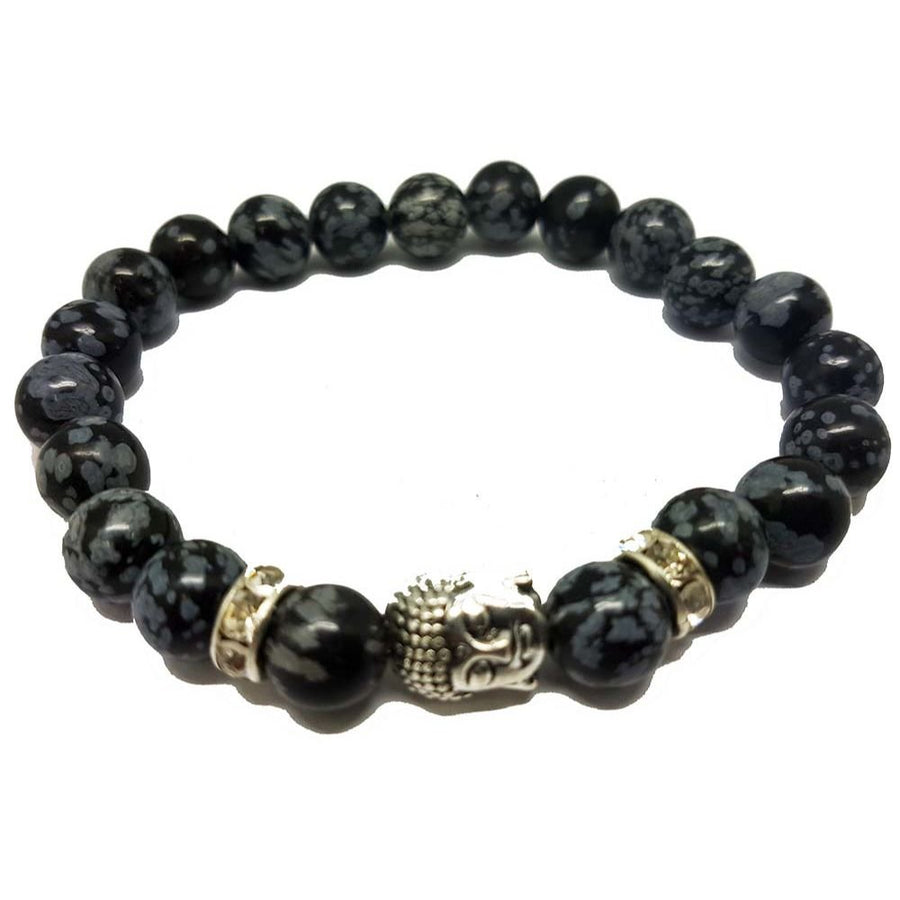 Snowflake Obsidian Buddha Bracelet