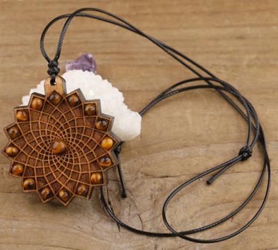 Sacred Geometry Wooden and Crystal Necklace Assorted