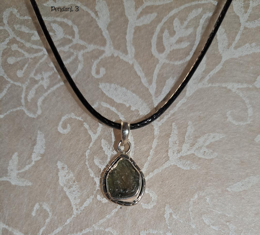 Moldavite Pendants Assorted - Sterling Silver