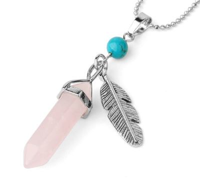 Crystal Generator Point & Feather Silver Necklace Assorted