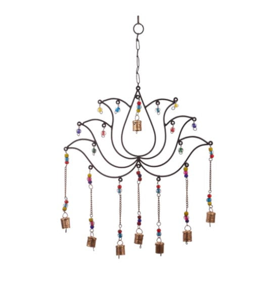 Wind Chime Lotus with Bells & Beads
