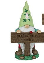 22CM FLORAL GARDEN GNOME WITH GARDEN INSPIRATIONAL SIGN ASSTD