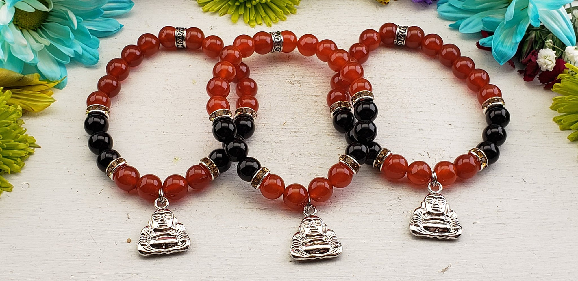 Jewellery - Carnelian & Onyx Buddha Bracelet
