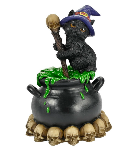 Witch Cat Stirring Magical Cauldron