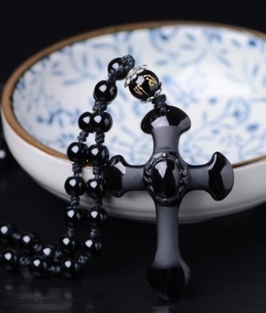 Necklace - Assorted Carved Black Obsidian Pendant Necklace