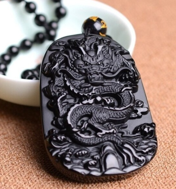 Necklace - Assorted Carved Black Obsidian Pendant Necklace