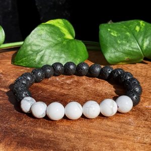 Crystal and Lava Stone Bracelet