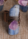 Copper ring with Kyanite and Amethyst Adjustable