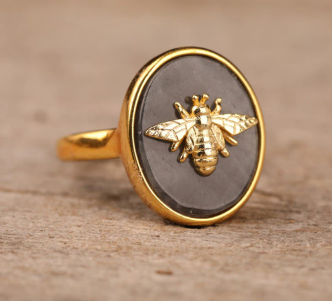 Adjustable Bee Ring Assorted Crystal