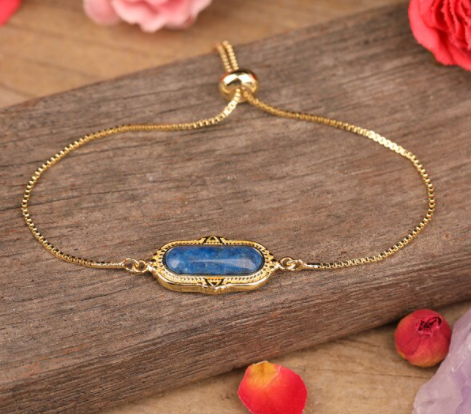 Gold Bracelet with Crystal - Adjustable