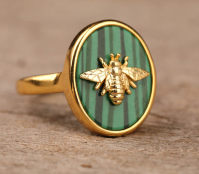 Adjustable Bee Ring Assorted Crystal