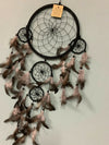 BLACK ON BLACK BEADED DREAM CATCHER 22 CM WEB 70 CM TOTAL LENGTH