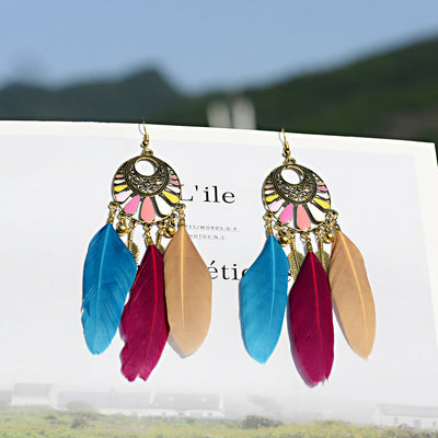 Assorted Colorful Feather Earrings