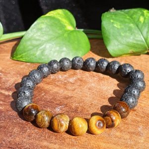 Crystal and Lava Stone Bracelet