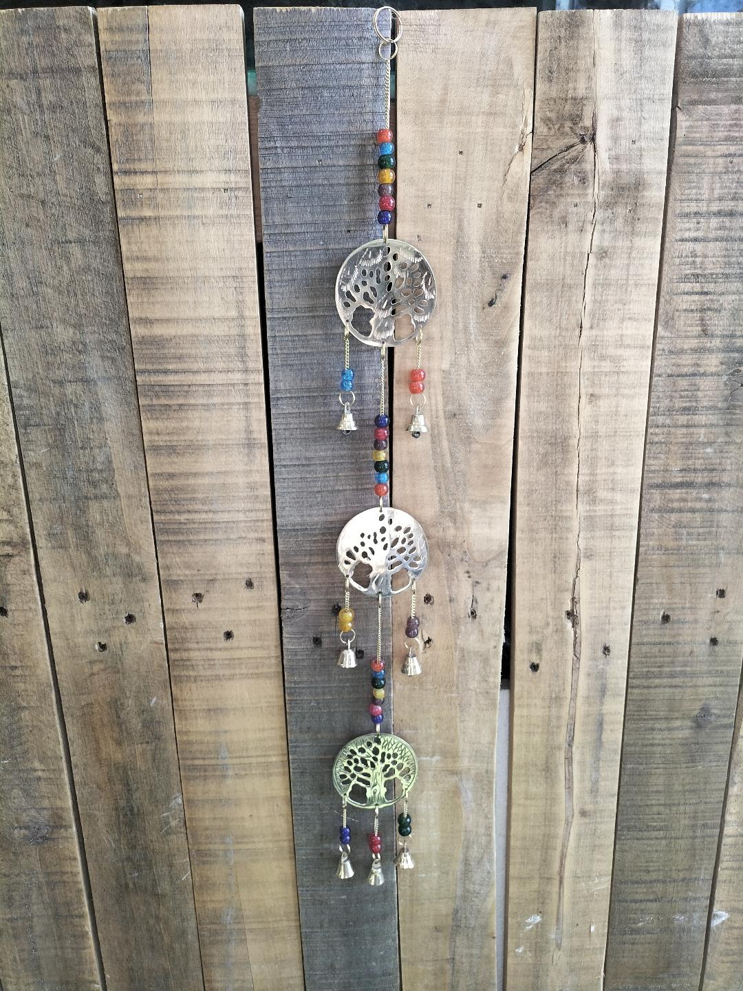 Assorted Brass Bells and Beads Chime Three Symbols