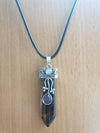 Necklace - Crystal point with Opalite and Amethyst