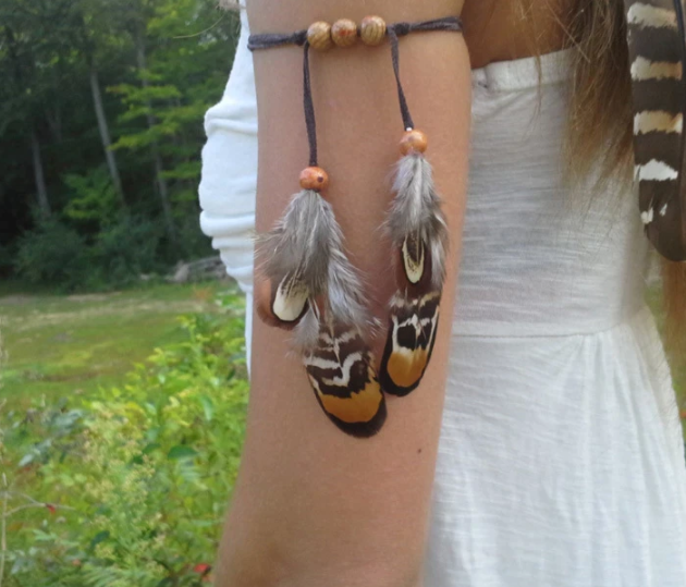 Tribal Arm Band with Feathers
