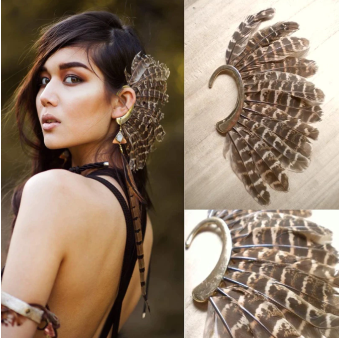 Tribal Ear Cuff 1 Pc with Feathers
