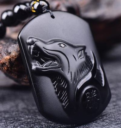 Necklace - Assorted Carved Black Obsidian Pendant Necklace